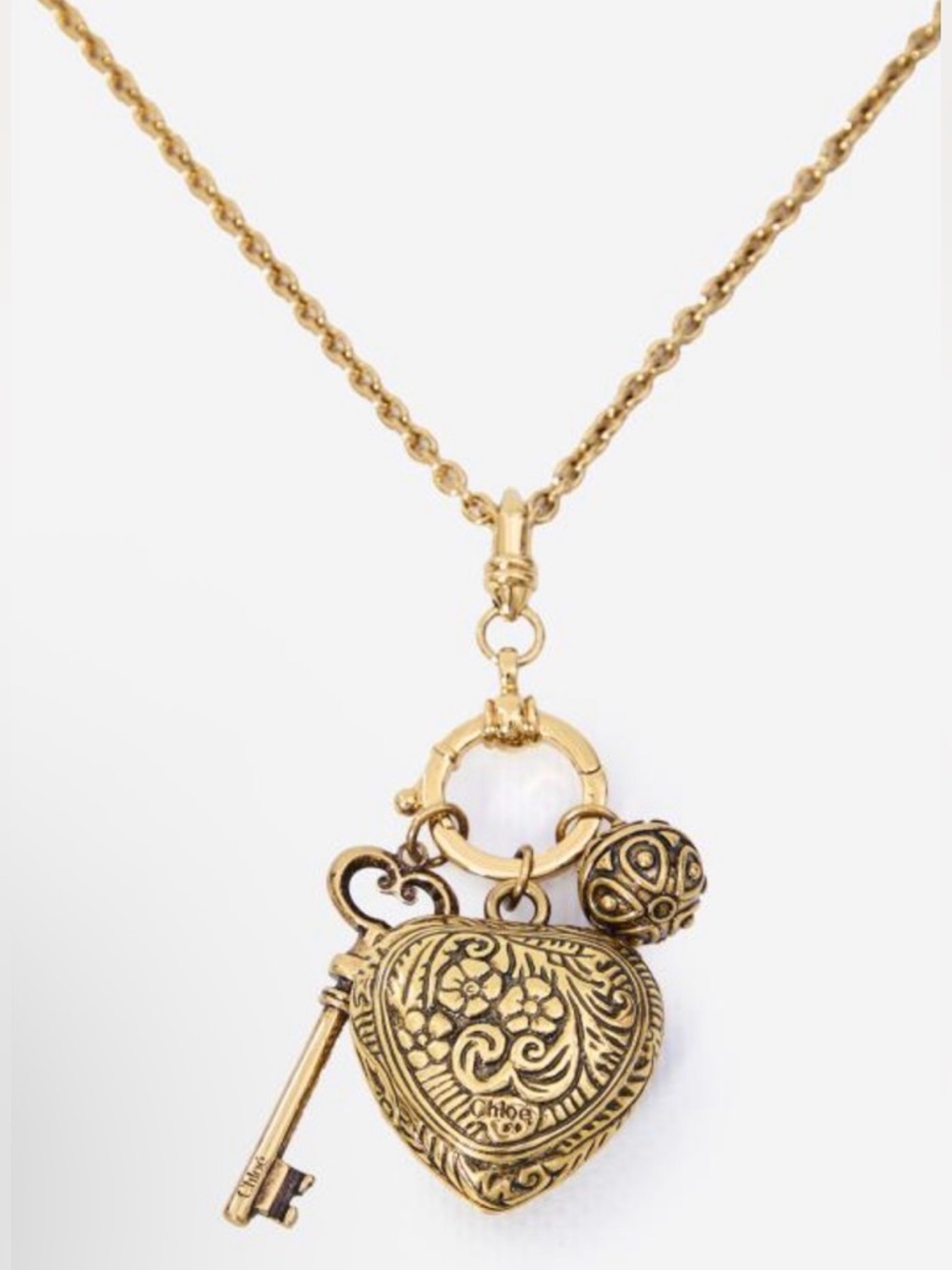 Chloé Château Treasures Victorian Charms “Vintage” Gold Pendant Necklace - NWT - Picture 4 of 7